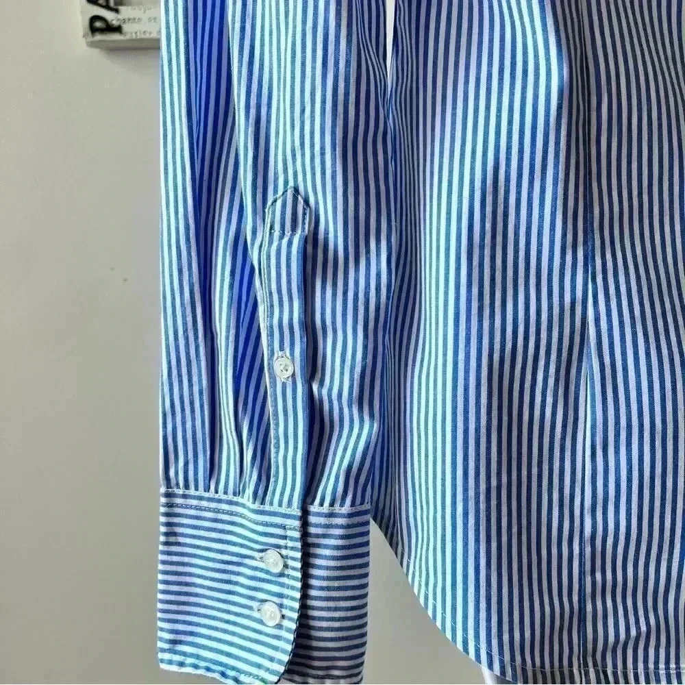 J. Crew Minimalist Slim Fit Classic Striped Button Down Shirt Size 2 Tall